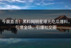 今晨直击！黑料网明星曝光吃瓜爆料，引爆全场，引爆社交圈