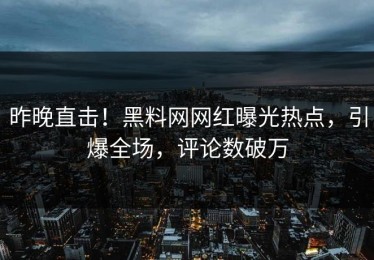昨晚直击！黑料网网红曝光热点，引爆全场，评论数破万