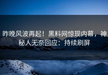 昨晚风波再起！黑料网惊现内幕，神秘人无奈回应：持续刷屏