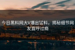 今日黑料网大V爆出猛料，揭秘细节网友直呼过瘾