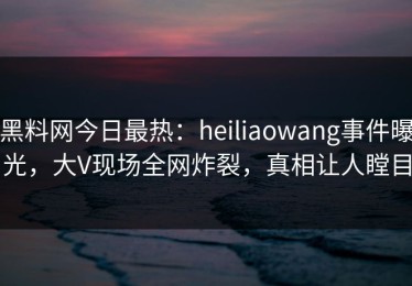 黑料网今日最热：heiliaowang事件曝光，大V现场全网炸裂，真相让人瞠目