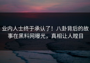 业内人士终于承认了！八卦背后的故事在黑料网曝光，真相让人瞠目