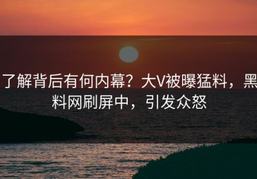 了解背后有何内幕？大V被曝猛料，黑料网刷屏中，引发众怒