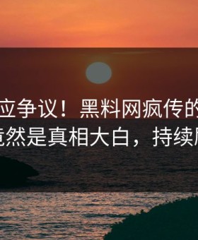 网红回应争议！黑料网疯传的秘闻背后竟然是真相大白，持续刷屏