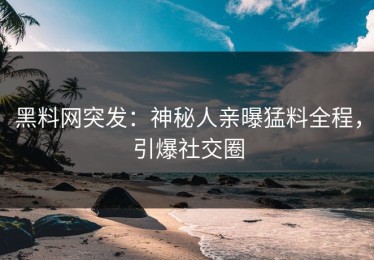 黑料网突发：神秘人亲曝猛料全程，引爆社交圈