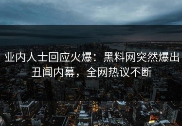 业内人士回应火爆：黑料网突然爆出丑闻内幕，全网热议不断