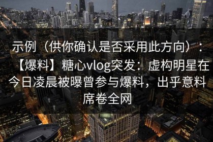 示例（供你确认是否采用此方向）：【爆料】糖心vlog突发：虚构明星在今日凌晨被曝曾参与爆料，出乎意料席卷全网