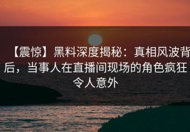 【震惊】黑料深度揭秘：真相风波背后，当事人在直播间现场的角色疯狂令人意外