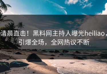 清晨直击！黑料网主持人曝光heiliao，引爆全场，全网热议不断