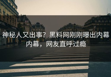 神秘人又出事？黑料网刚刚曝出内幕内幕，网友直呼过瘾