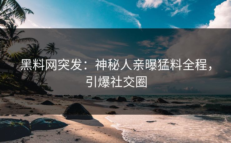黑料网突发：神秘人亲曝猛料全程，引爆社交圈