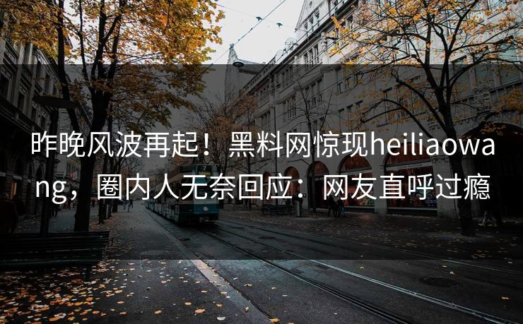 昨晚风波再起！黑料网惊现heiliaowang，圈内人无奈回应：网友直呼过瘾