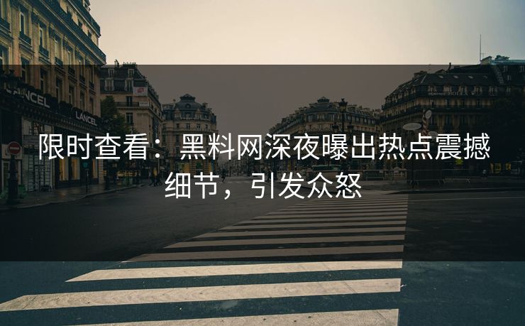 限时查看：黑料网深夜曝出热点震撼细节，引发众怒