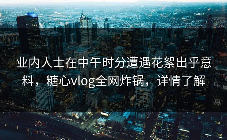 业内人士在中午时分遭遇花絮出乎意料，糖心vlog全网炸锅，详情了解