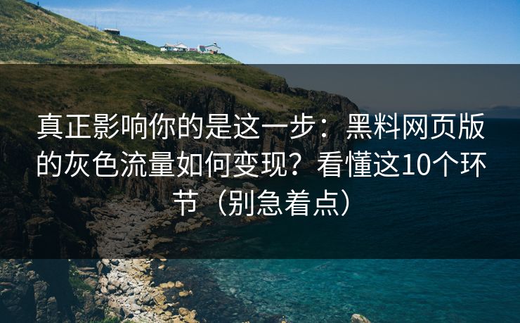真正影响你的是这一步:黑料网页版的灰色流量如何变现?看懂这10个环节(别急着点) 真正影响你的是这一步:黑料网页版的灰色流量如何变现?看懂这10个环节(别急着点)