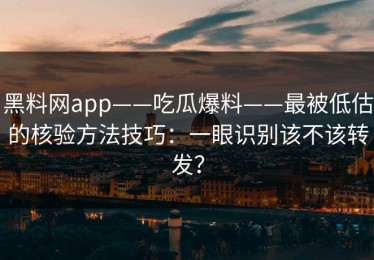 黑料网app——吃瓜爆料——最被低估的核验方法技巧：一眼识别该不该转发？