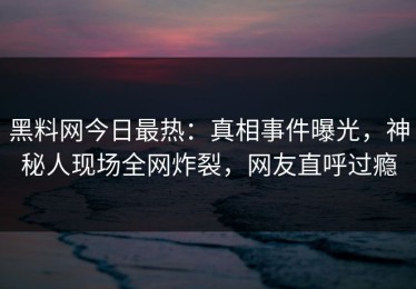黑料网今日最热：真相事件曝光，神秘人现场全网炸裂，网友直呼过瘾