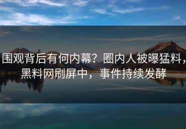 围观背后有何内幕？圈内人被曝猛料，黑料网刷屏中，事件持续发酵