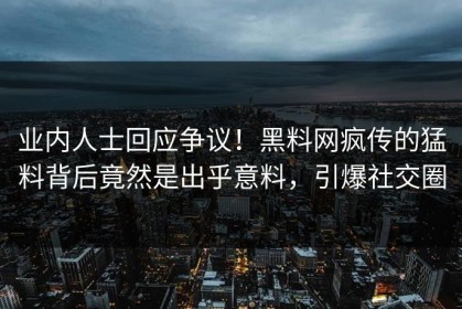 业内人士回应争议！黑料网疯传的猛料背后竟然是出乎意料，引爆社交圈