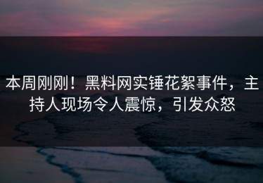 本周刚刚！黑料网实锤花絮事件，主持人现场令人震惊，引发众怒