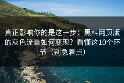 真正影响你的是这一步：黑料网页版的灰色流量如何变现？看懂这10个环节（别急着点）