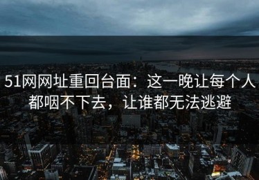 51网网址重回台面：这一晚让每个人都咽不下去，让谁都无法逃避