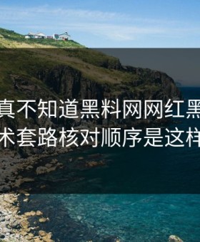 不写你真不知道黑料网网红黑料的话术套路核对顺序是这样