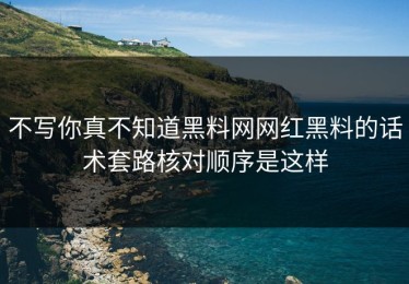 不写你真不知道黑料网网红黑料的话术套路核对顺序是这样