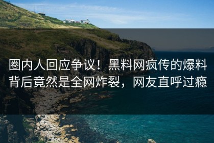 圈内人回应争议！黑料网疯传的爆料背后竟然是全网炸裂，网友直呼过瘾
