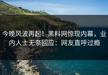 今晚风波再起！黑料网惊现内幕，业内人士无奈回应：网友直呼过瘾