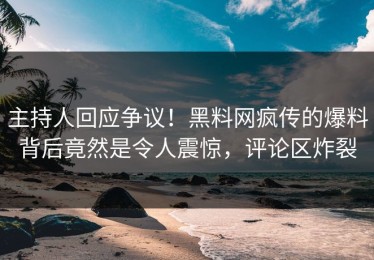 主持人回应争议！黑料网疯传的爆料背后竟然是令人震惊，评论区炸裂