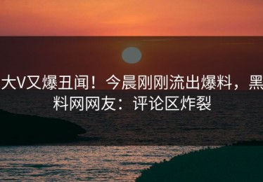 大V又爆丑闻！今晨刚刚流出爆料，黑料网网友：评论区炸裂