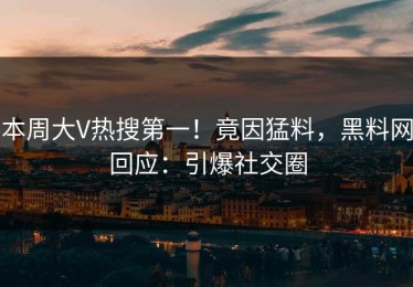 本周大V热搜第一！竟因猛料，黑料网回应：引爆社交圈