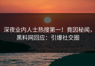 深夜业内人士热搜第一！竟因秘闻，黑料网回应：引爆社交圈