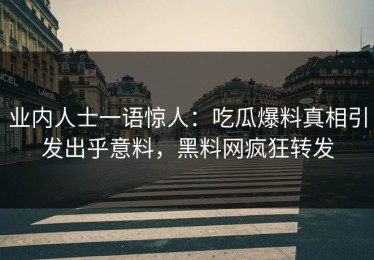业内人士一语惊人：吃瓜爆料真相引发出乎意料，黑料网疯狂转发