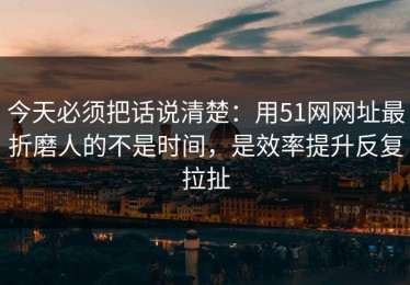 今天必须把话说清楚：用51网网址最折磨人的不是时间，是效率提升反复拉扯