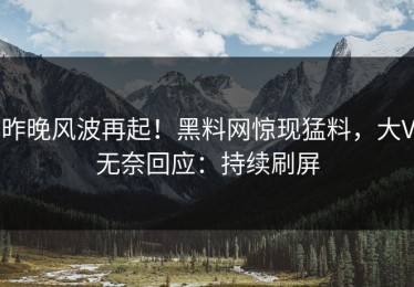 昨晚风波再起！黑料网惊现猛料，大V无奈回应：持续刷屏