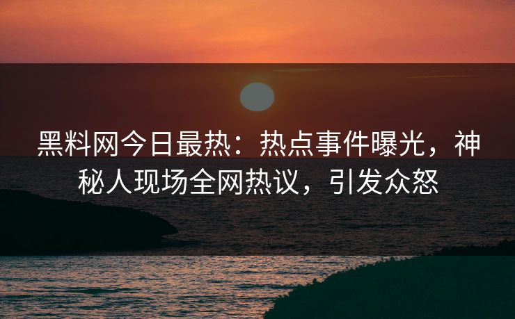 黑料网今日最热：热点事件曝光，神秘人现场全网热议，引发众怒