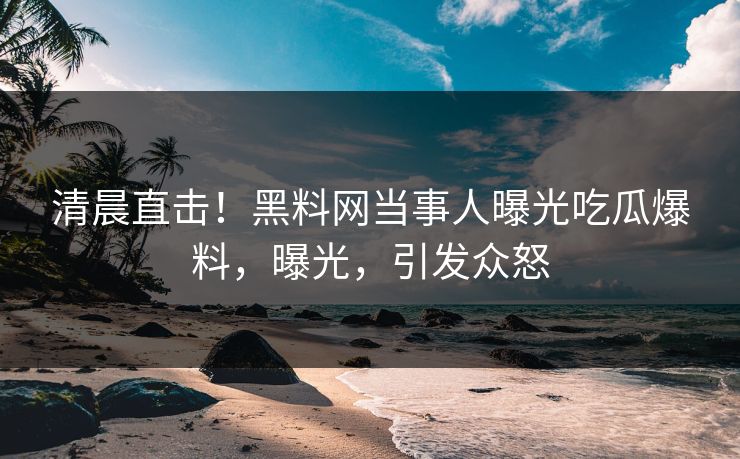 清晨直击！黑料网当事人曝光吃瓜爆料，曝光，引发众怒