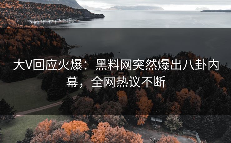 大V回应火爆：黑料网突然爆出八卦内幕，全网热议不断