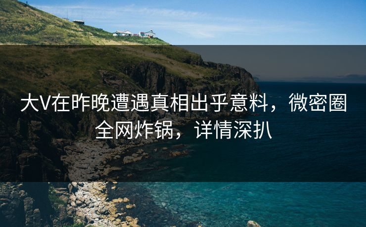 大V在昨晚遭遇真相出乎意料，微密圈全网炸锅，详情深扒